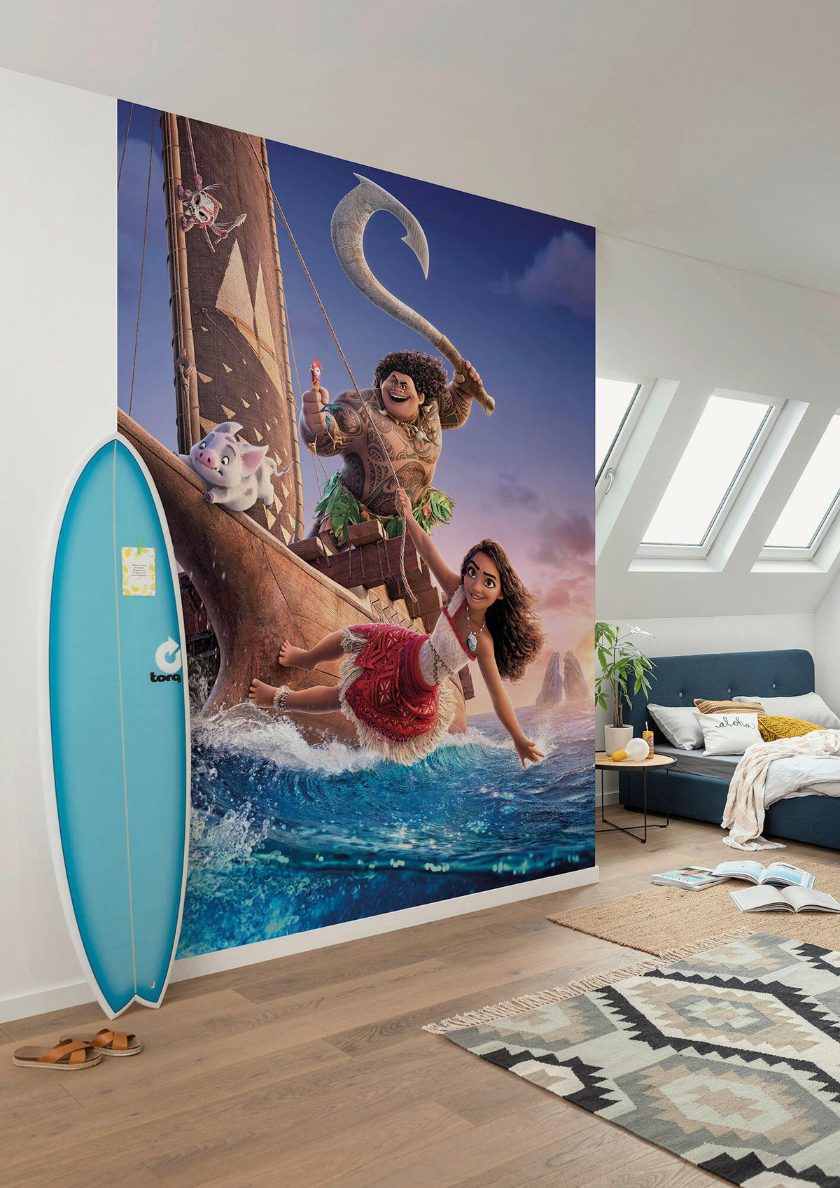 FOTOTAPETE MOANA 2 FEEL THE OCEAN  - Blau, Design, Textil (200/250cm) - Disney