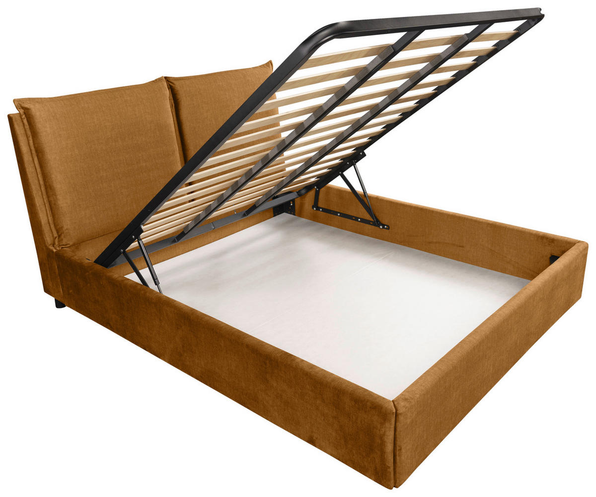 KÁRPITOZOTT ÁGY 160/200 cm  aranybarna  - aranybarna/fekete, Basics, műanyag/textil (160/200cm) - Carryhome
