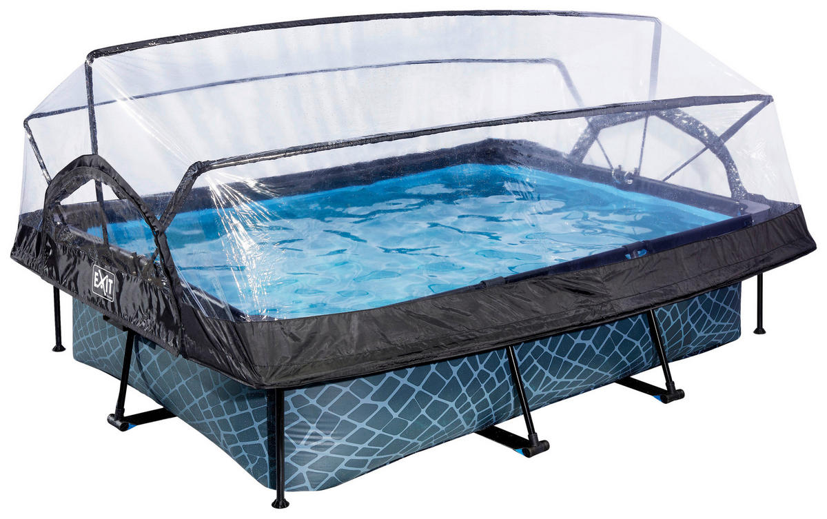 POOL-SET STONE 220/150/65 cm  - Grau, KONVENTIONELL, Metall (220/150/65cm) - EXIT Toys