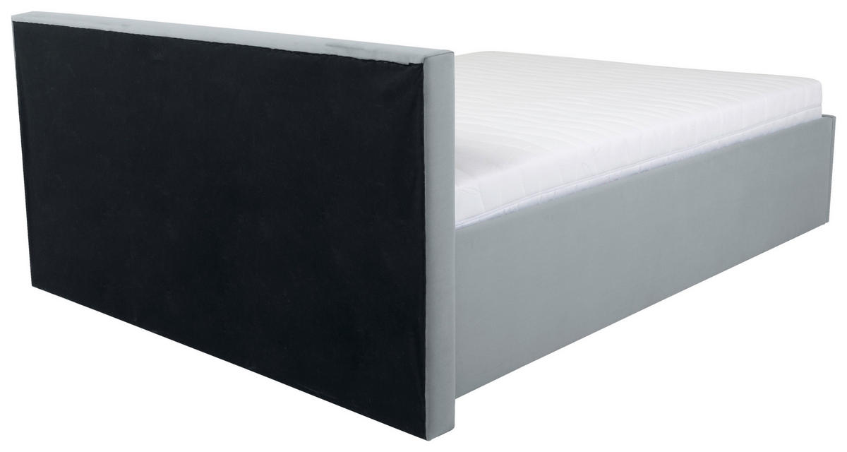 KÁRPITOZOTT ÁGY 140/200 cm  szürke  - króm/szürke, Modern, textil/fa (140/200cm) - MID.YOU