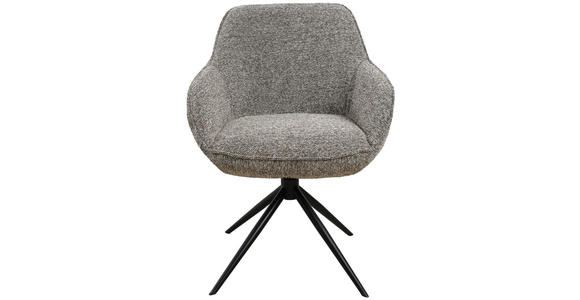 ARMLEHNSTUHL in Eisen Leinenoptik - Schwarz/Braun, Design, Textil/Metall (61/82/65cm) - Novel
