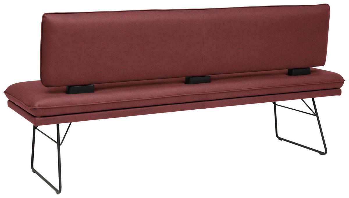 SITZBANK Metall, Textil Schwarz, Bordeaux  - Bordeaux/Schwarz, Design, Textil/Metall (195/91/65cm) - Dieter Knoll