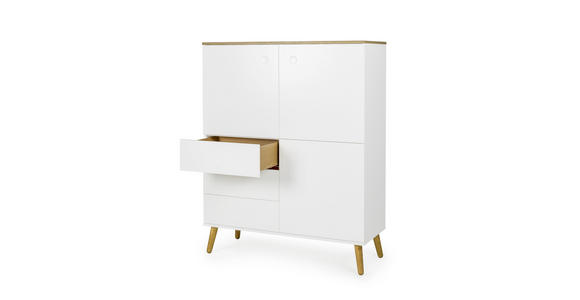 HIGHBOARD 109/137/43 cm - Eichefarben/Weiß, Design, Holz/Holzwerkstoff (109/137/43cm) - Ambia Home