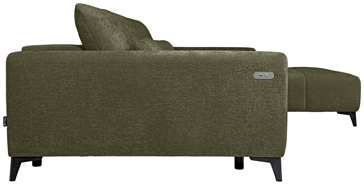 HÖRNSOFFA i chenille olivgrön  - olivgrön/svart, Klassisk, textil/plast (279/222cm) - MID.YOU