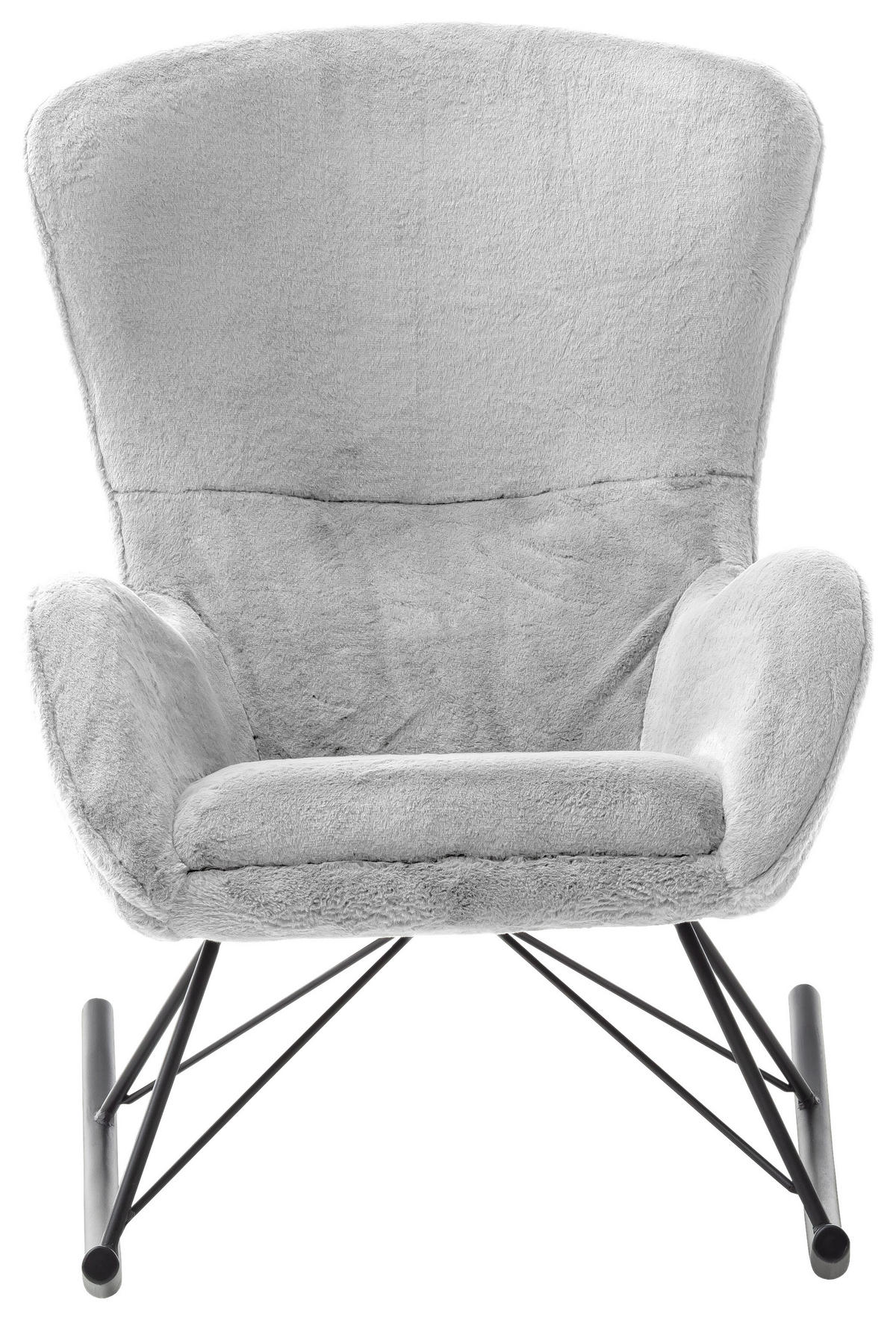 SCHAUKELSESSEL in Plüsch Grau, Schwarz  - Schwarz/Grau, Trend, Textil/Metall (69/103/97cm) - Carryhome