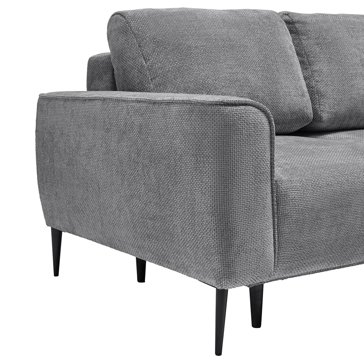HÖRNSOFFA i vävt tyg grå  - grå/svart, Modern, metall/textil (255/164cm) - MID.YOU
