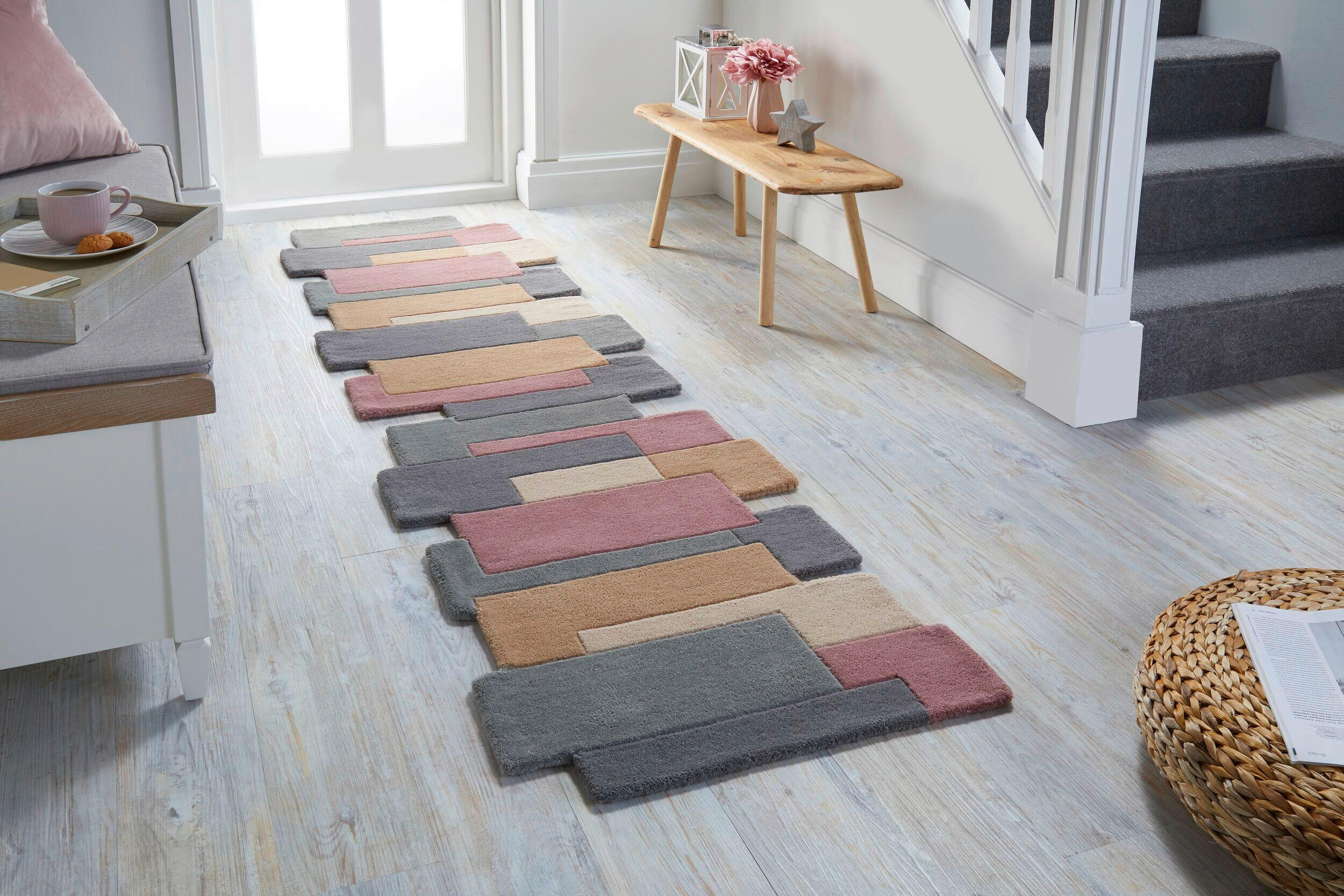 WOLLTEPPICH 230/60 cm Naturfarben, Rosa, Pink  - Pink/Naturfarben, Basics, Textil (230/60cm)