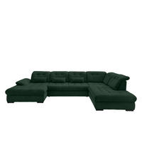 WOHNLANDSCHAFT in Cord Dunkelgrün  - Dunkelgrün/Schwarz, Modern, Textil/Metall (184/387/252cm) - Livetastic