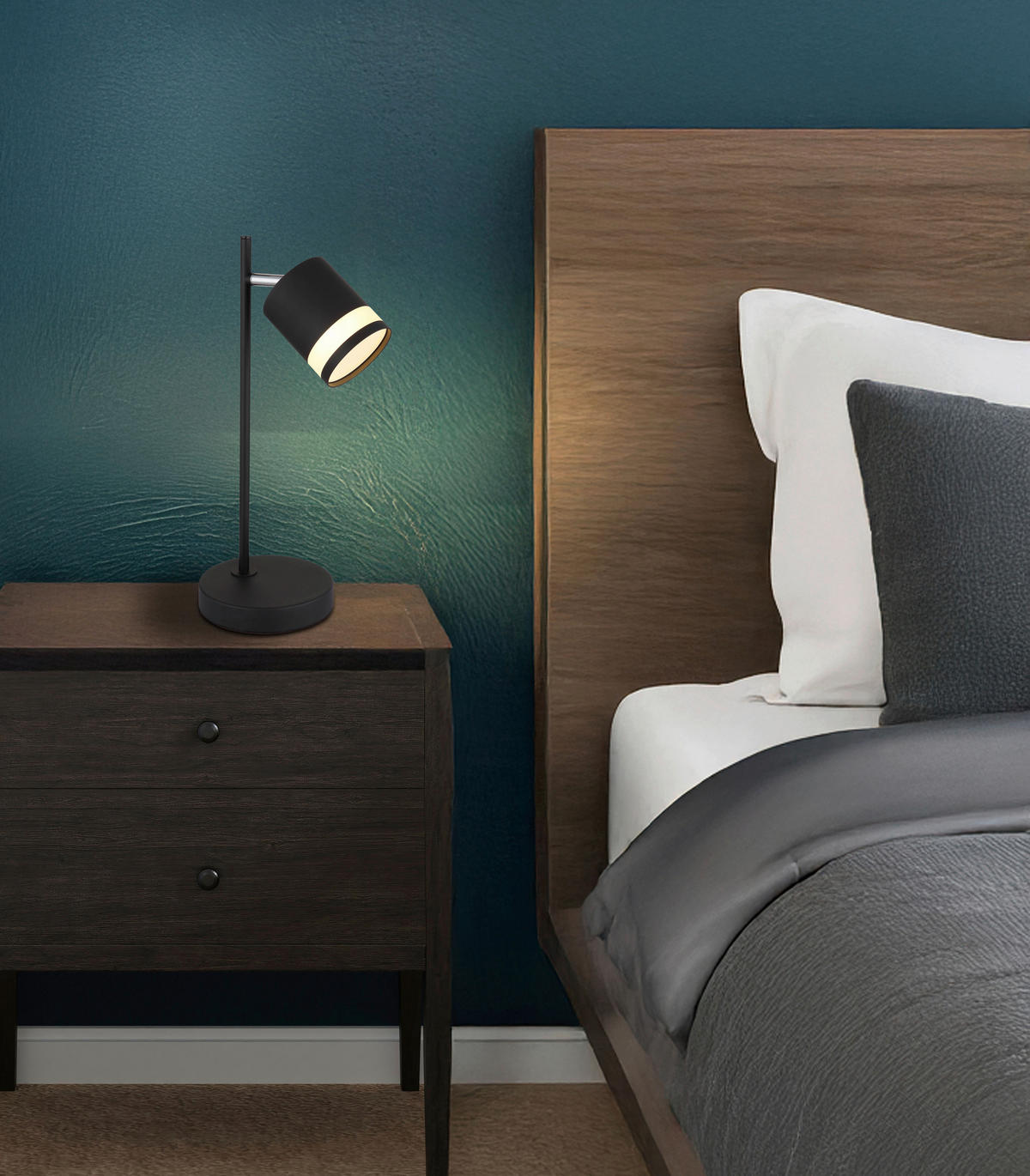 LED-TISCHLEUCHTE 12,7/15/40 cm   - Schwarz/Weiß, Design, Kunststoff/Metall (12,7/15/40cm) - Globo