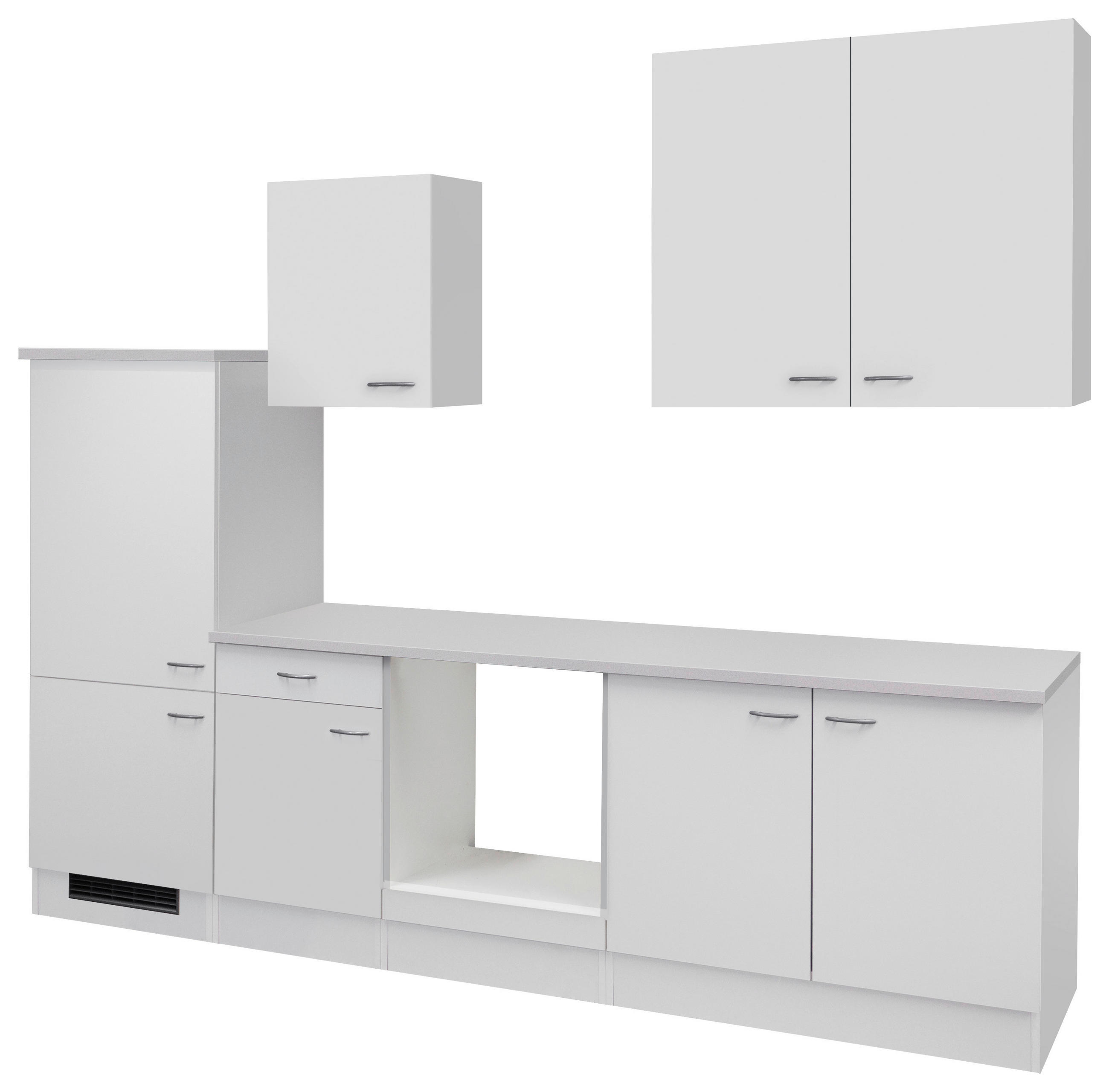 KÜCHENLEERBLOCK 270 cm   in Weiß  - Edelstahlfarben/Hellgrau, KONVENTIONELL, Holzwerkstoff/Kunststoff (270cm) - FlexWell