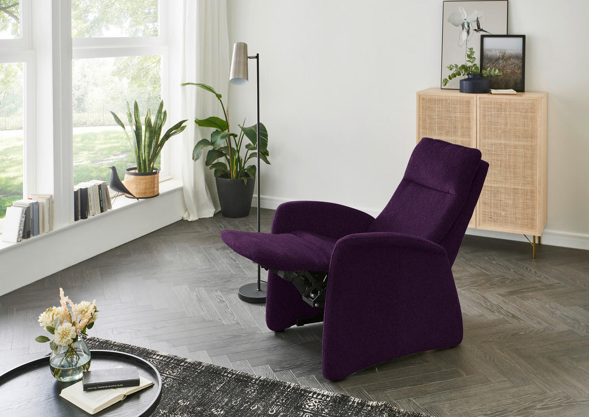 FERNSEHSESSEL in Chenille Violett  - Violett, Konventionell, Textil (79/114/87-176cm) - Valdera