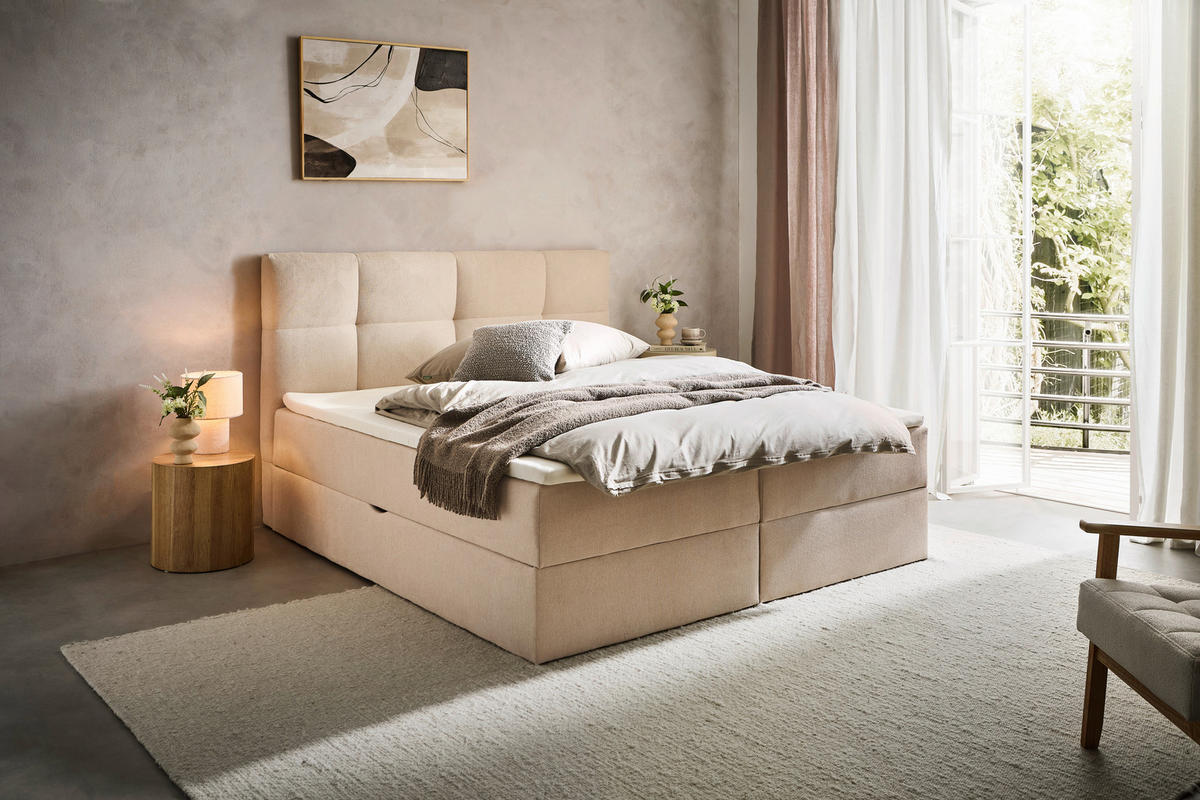 BOXBETT 140/200 cm  in Hellbraun  - Hellbraun, KONVENTIONELL, Textil (140/200cm) - Boxxx