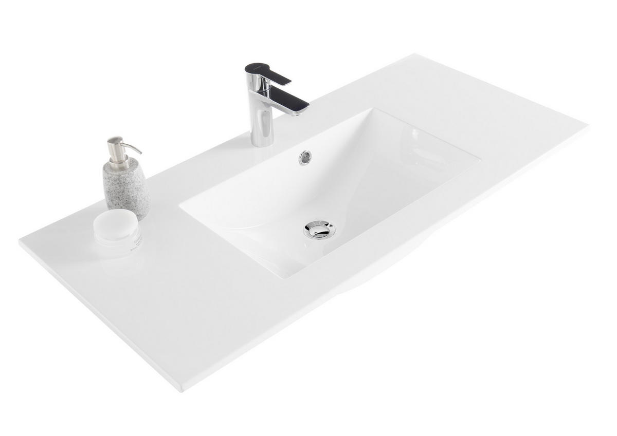 MOSDÓSZEKRÉNY MOSDÓVAL  - ezüst/tölgyfa, Modern, műanyag/faalapú anyag (99cm) - Xora