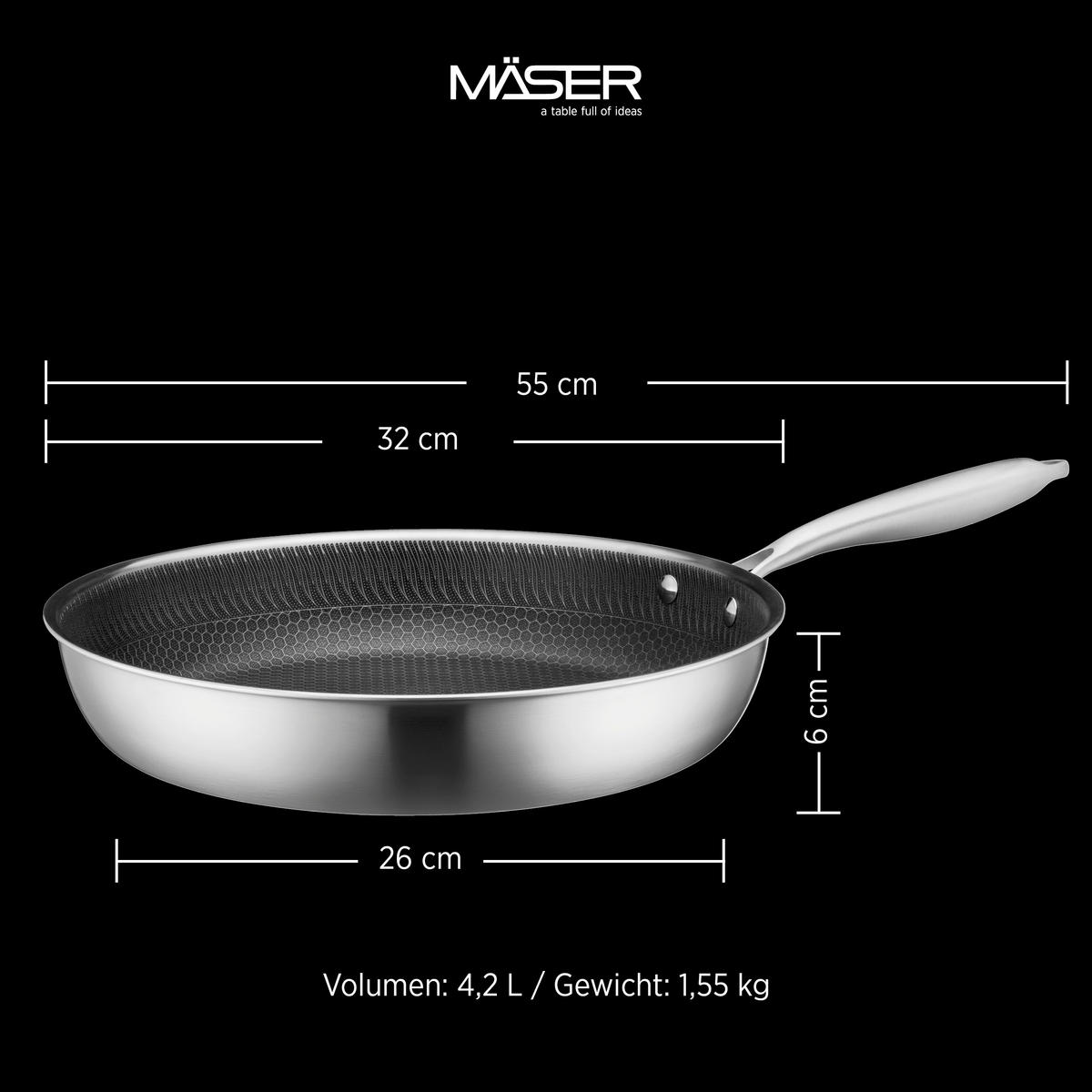 BRATPFANNE  - Silberfarben/Schwarz, Basics, Metall (32/6cm) - Mäser