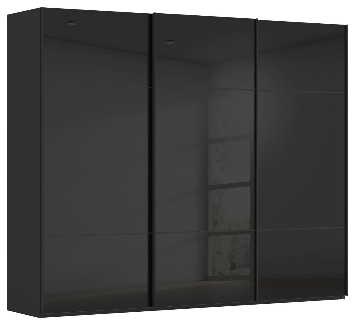 SCHWEBETÜRENSCHRANK 271/223/68 cm 3-türig Schwarz  - Schwarz, KONVENTIONELL, Glas/Holzwerkstoff (271/223/68cm) - Novel
