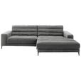 ECKSOFA Badia in Cord Grau Rücken echt  296/207 cm  - Schwarz/Grau, Design, Textil/Metall (296/207cm) - Dieter Knoll