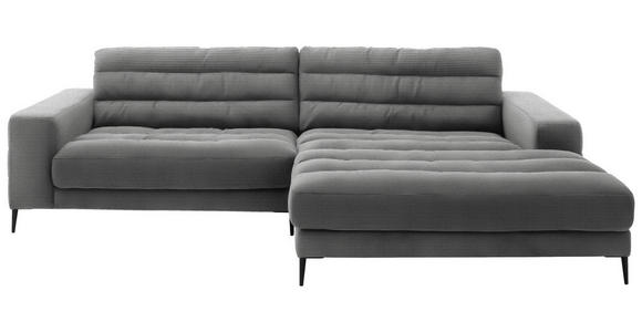 ECKSOFA Badia in Cord Grau Rücken echt  296/207 cm  - Schwarz/Grau, Design, Textil/Metall (296/207cm) - Dieter Knoll