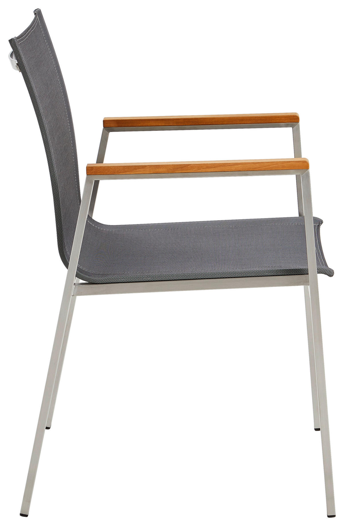 STAPELSESSEL Teakholz Edelstahl Grau, Edelstahlfarben  - Edelstahlfarben/Naturfarben, MODERN, Holz/Textil (54/86/58cm) - Ambia Garden