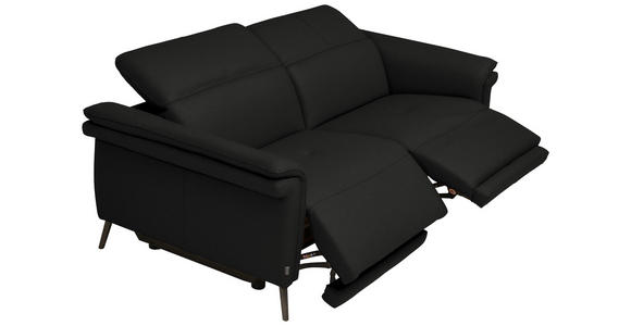 3-SITZER-SOFA  in Echtleder Schwarz   - Schwarz, Design, Leder/Metall (210/79/104cm) - Belluti
