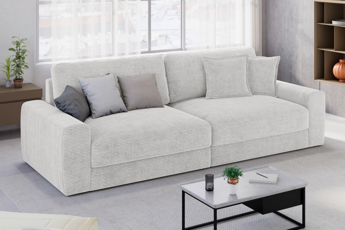 HOCKER in Textil Perlmutt  - Perlmutt/Schwarz, MODERN, Kunststoff/Textil (100/48/80cm) - Carryhome