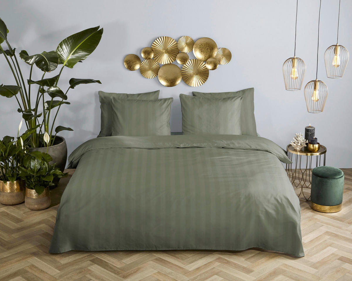 BETTWÄSCHE 2-teilig Descanso Satin 140/200 cm  - Olivgrün, Basics, Textil (140/200cm)