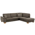 ECKSOFA in Mikrofaser Graubraun  - Wildeiche/Graubraun, Natur, Holz/Textil (286/236cm) - Voleo