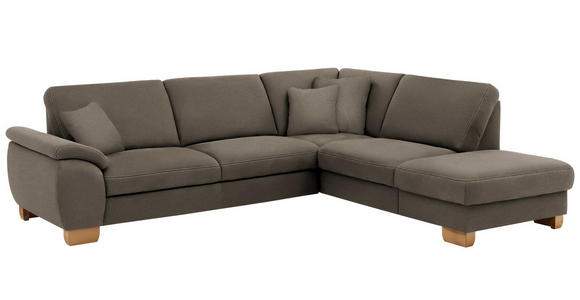 ECKSOFA in Mikrofaser Graubraun  - Wildeiche/Graubraun, Natur, Holz/Textil (286/236cm) - Voleo