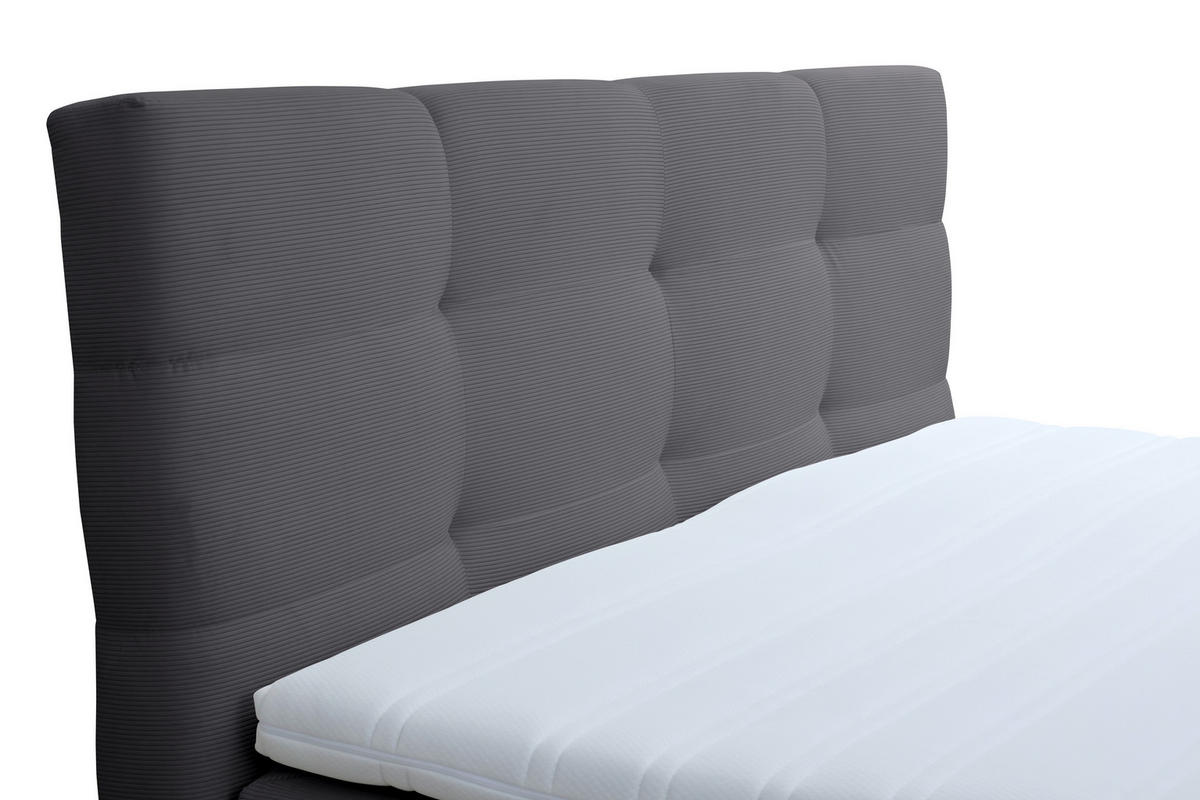 BOXSPRINGBETT 180/200 cm  in Dunkelgrau  - Dunkelgrau/Schwarz, KONVENTIONELL, Textil/Metall (180/200cm) - Carryhome