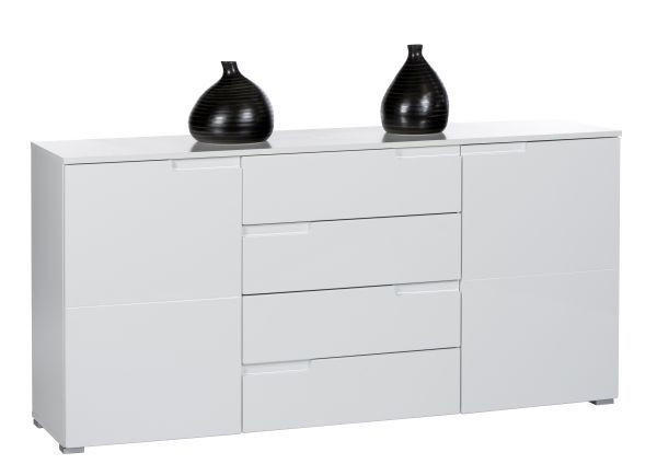 KOMODA 165/80/40 cm bijela - bijela/srebrne boje, Design, drvni materijal/plastika (165/80/40cm) - Xora