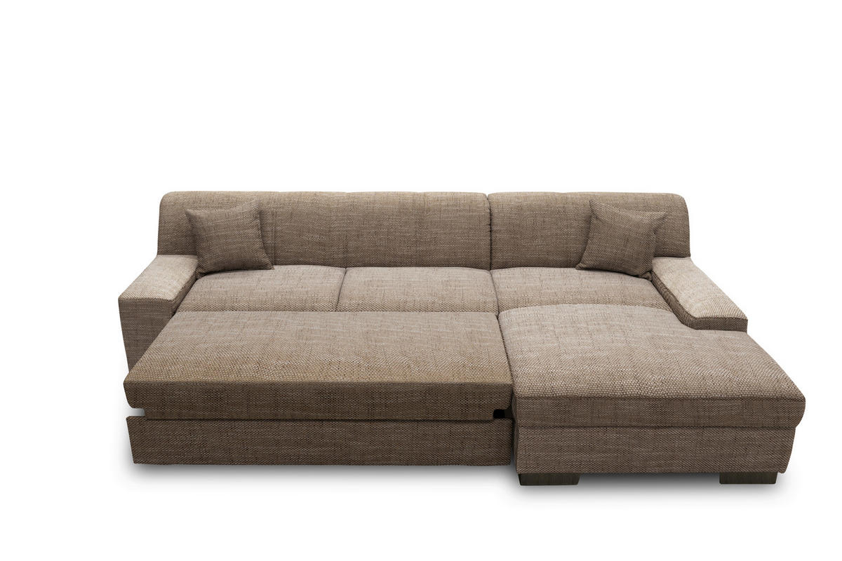 ECKSOFA Braun, Beige Webstoff  - Wengefarben/Beige, Design, Holz/Textil (268/153cm) - MID.YOU