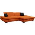 ECKSOFA  in Mikrofaser Orange  290/198 cm  - Schwarz/Orange, Design, Textil/Metall (290/198cm) - Xora