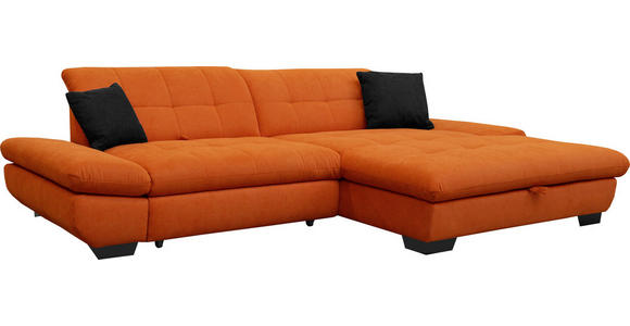ECKSOFA  in Mikrofaser Orange  290/198 cm  - Schwarz/Orange, Design, Textil/Metall (290/198cm) - Xora