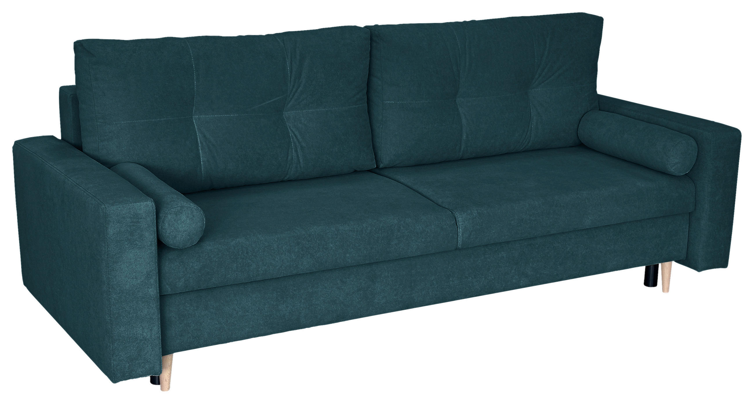 SCHLAFSOFA Cord Blau  - Blau/Schwarz, Design, Holz/Kunststoff (220/96/98cm) - MID.YOU