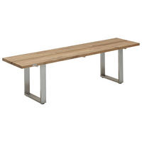 GARTENBANK 160/46/40 cm Teakholz   - Edelstahlfarben/Teakfarben, Design, Holz/Metall (160/46/40cm)