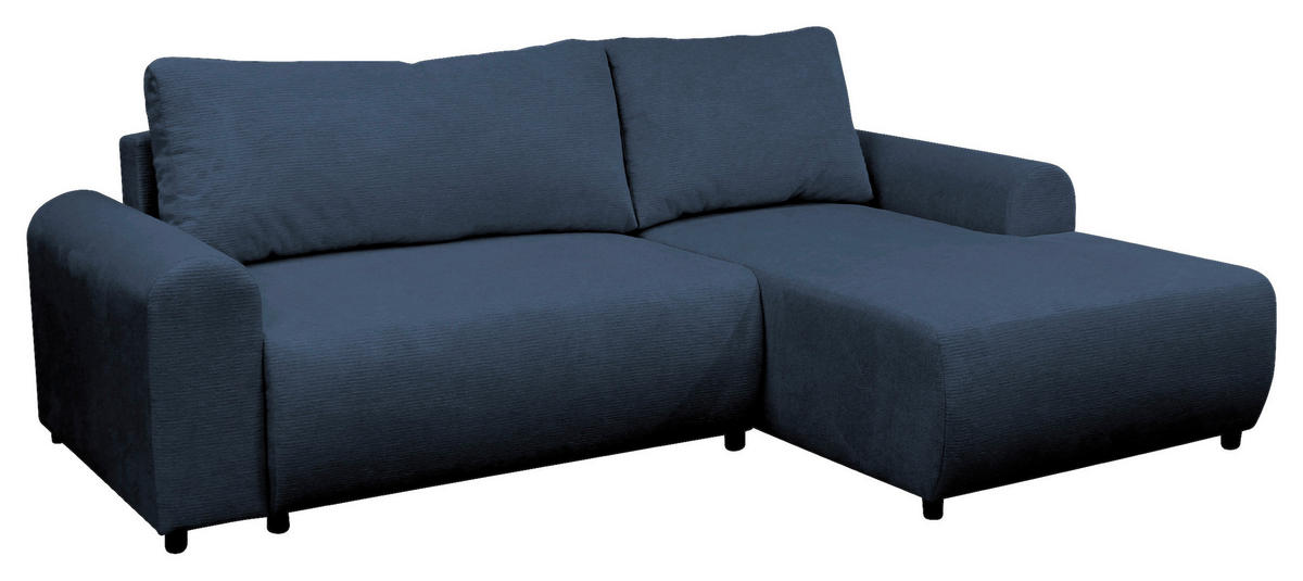 ECKSOFA in Struktur Dunkelblau  250/160 cm  - Schwarz/Dunkelblau, Design, Kunststoff/Textil (250/160cm) - MID.YOU