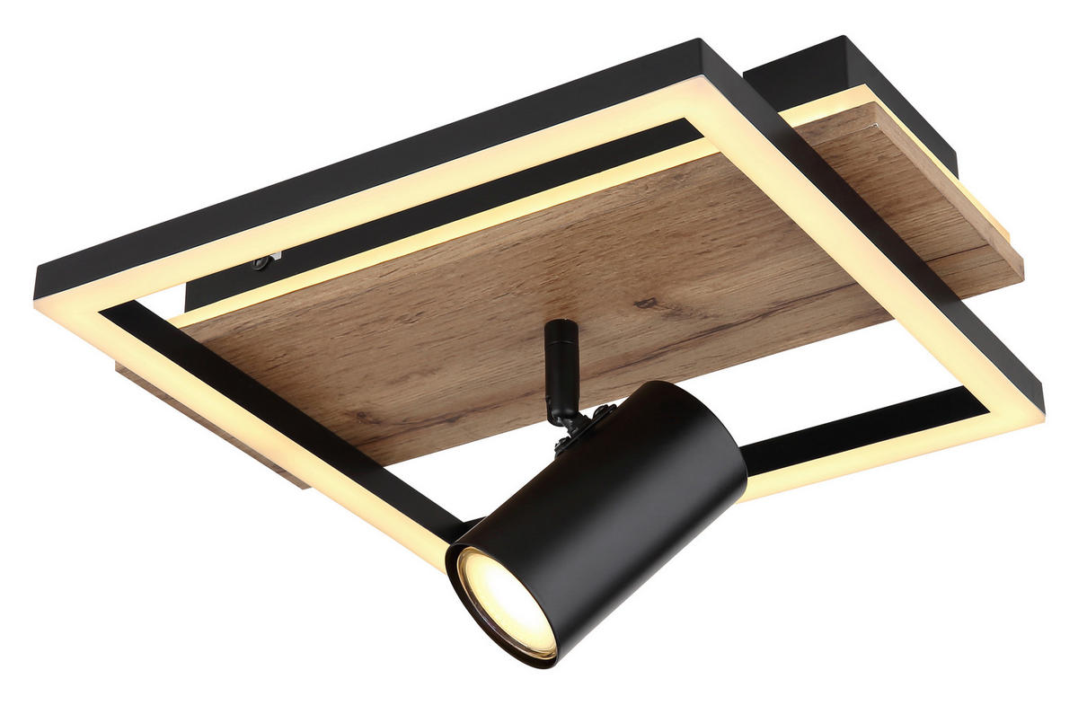 LED SVJETILJKA STROPNA KASSU  - bijela/tamno smeđa, Basics, drvni materijal/metal (32/27/15cm)