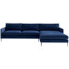 ECKSOFA in Samt, Velours Blau  - Blau, Design, Textil/Metall (277/154/154cm) - Livetastic