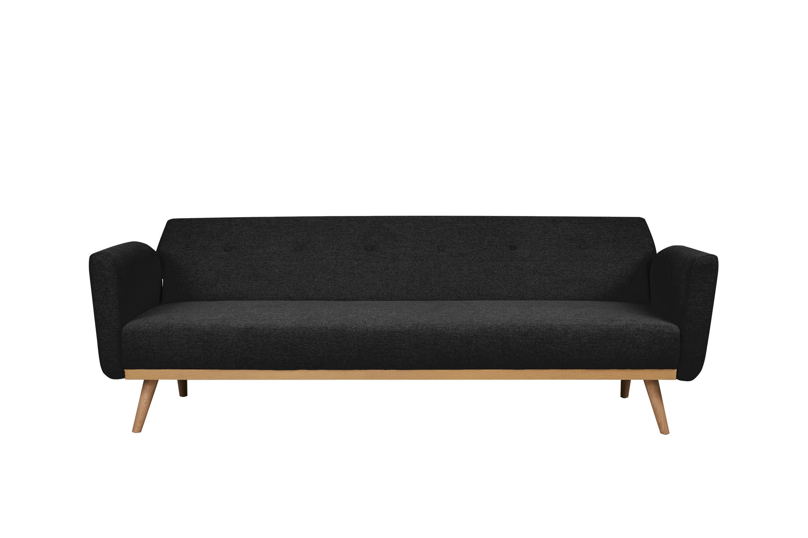 SCHLAFSOFA in Struktur Schwarz  - Schwarz/Naturfarben, MODERN, Holz/Textil (212/79/85cm) - Livetastic