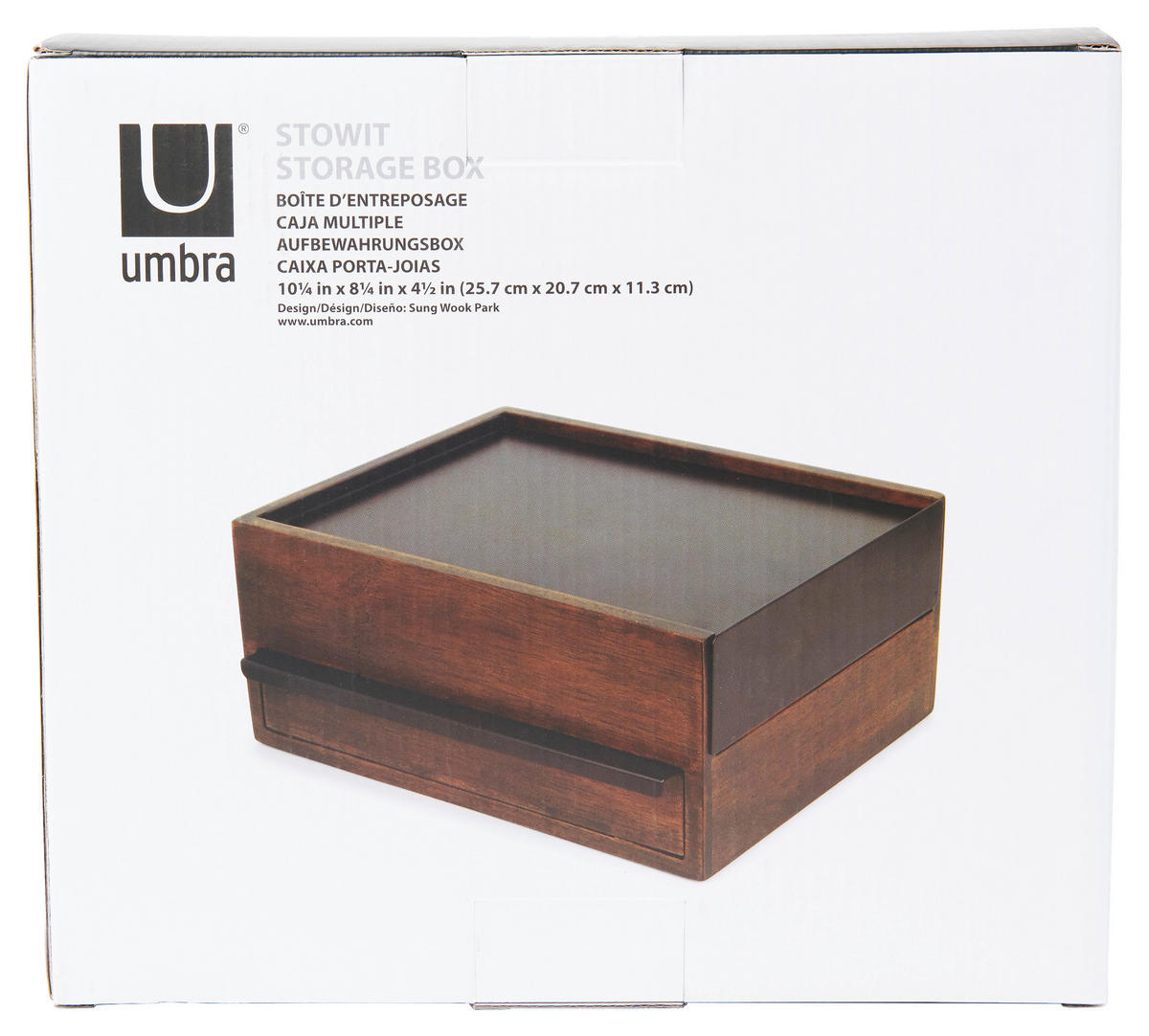 SCHMUCKBOX - Walnussfarben/Schwarz, Design, Holz/Metall (22,1/11,9/25,9cm) - Umbra