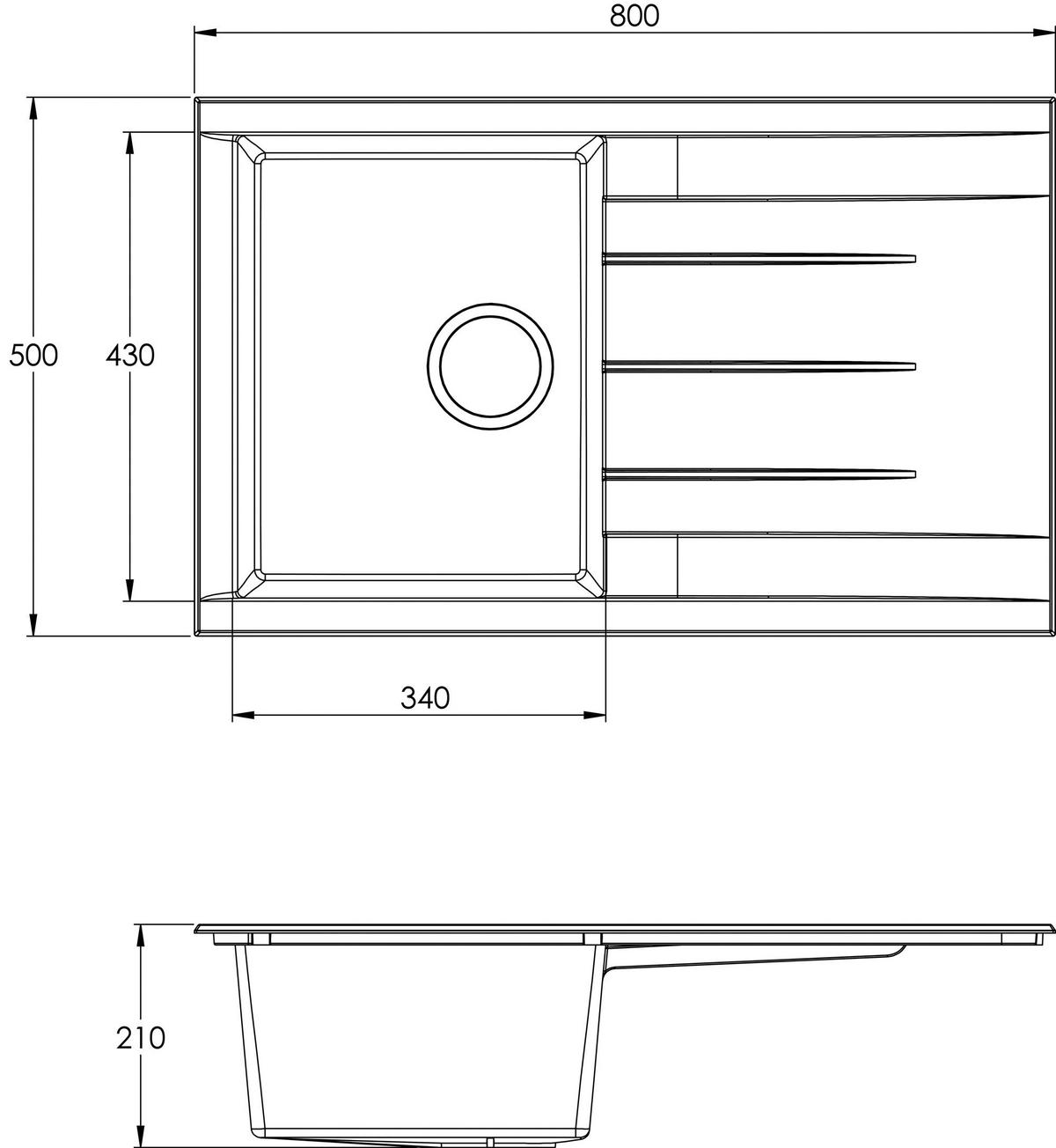 SPÜLE 1712HOUSTON80X50W  - Weiß, Trend, Glas/Kunststoff (80/21/50cm) - Respekta