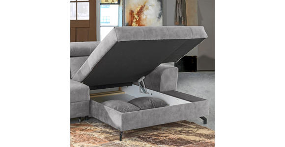 ECKSOFA in Velours Hellgrau  - Hellgrau/Schwarz, Design, Textil/Metall (267/181cm) - Carryhome