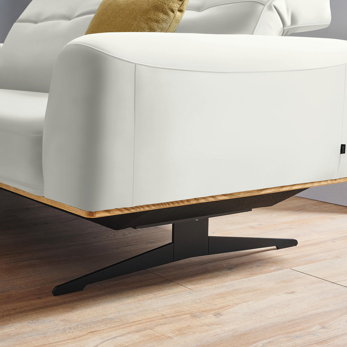 2-SITZER-SOFA in Echtleder Weiss  - Weiss/Schwarz, Design, Leder/Holz (174/76-97/102cm) - Novel