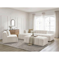 ECKSOFA Ottomane links  ANNECY Weiß Bouclé  - Schwarz/Weiß, MODERN, Kunststoff/Textil (170/262cm)