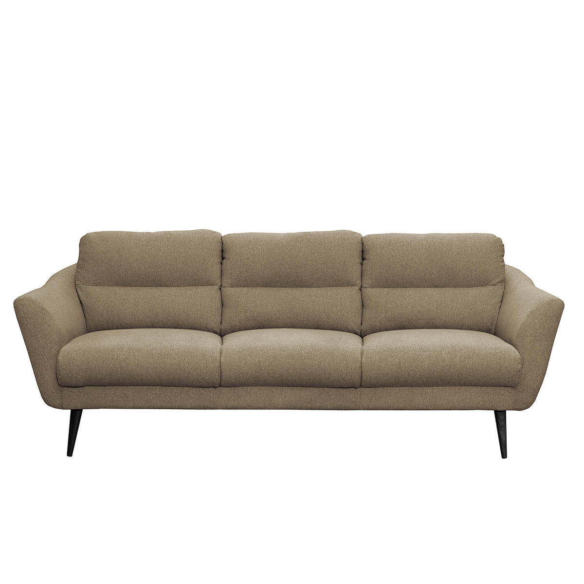 3-SITZER-SOFA Webstoff Braun  - Schwarz/Braun, Design, Holz/Textil (209/87/88cm) - Livetastic