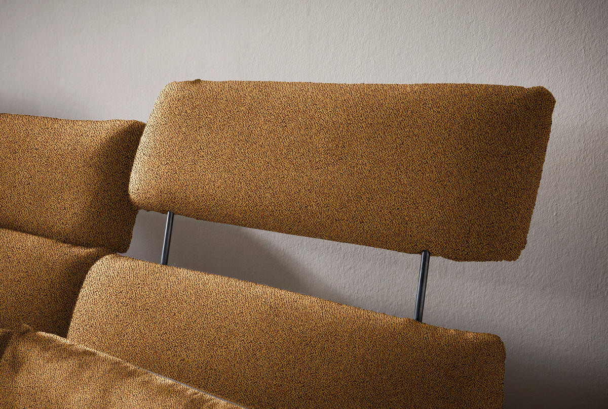 ECKSOFA in Flachgewebe Currygelb  - Currygelb/Schwarz, Design, Textil/Metall (152/259cm) - Dieter Knoll