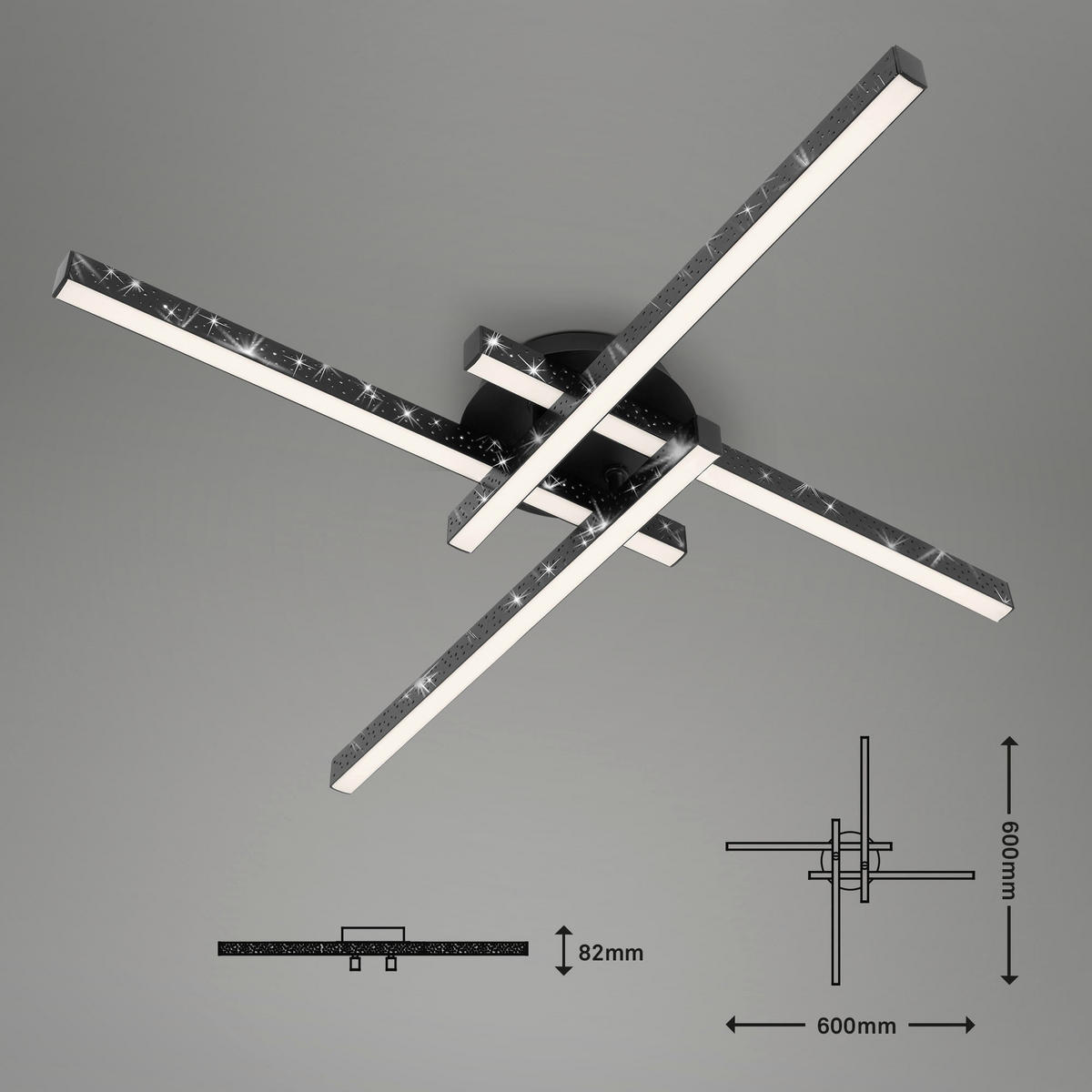 LED PLAFONJERA  - crna, Trendi, metal/plastika (60/60/8,2cm)