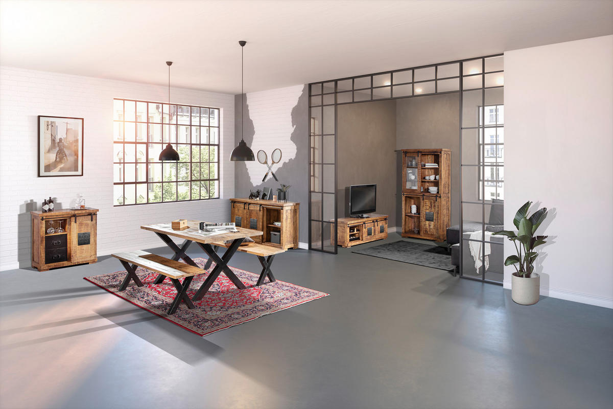 ESSTISCH in Holz 220/100/76 cm  - Schwarz/Braun, LIFESTYLE, Holz/Metall (220/100/76cm) - Landscape