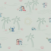 FOTOTAPETE LILO AND STITCH BEACH LOVE  - Blau, Design, Textil (53/1005cm) - Disney