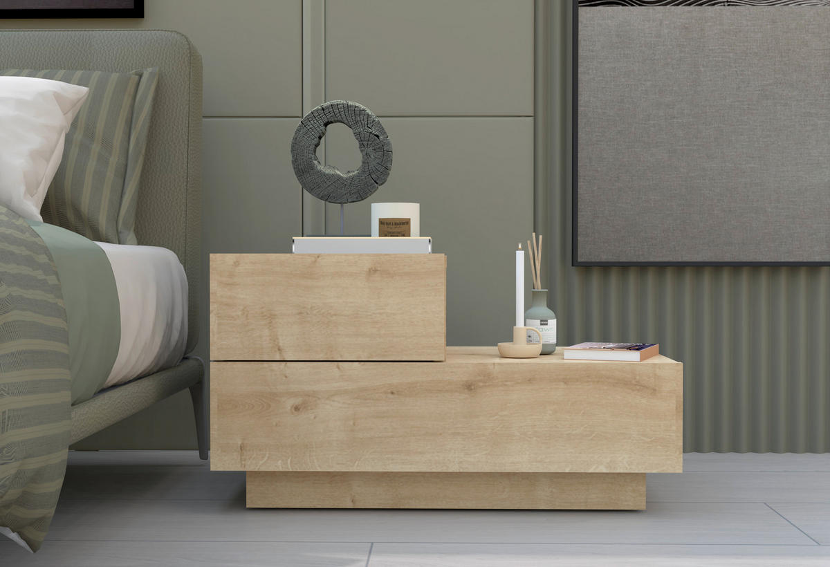 NACHTTISCH 70/39/30 cm  - Eichefarben, Design, Holzwerkstoff (70/39/30cm) - Livetastic