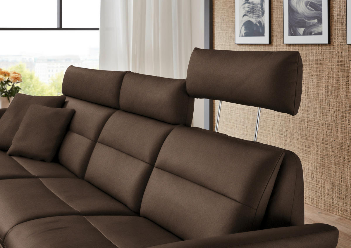 ECKSOFA in Echtleder Braun  - Schwarz/Braun, Design, Leder/Metall (169/298cm) - Dieter Knoll